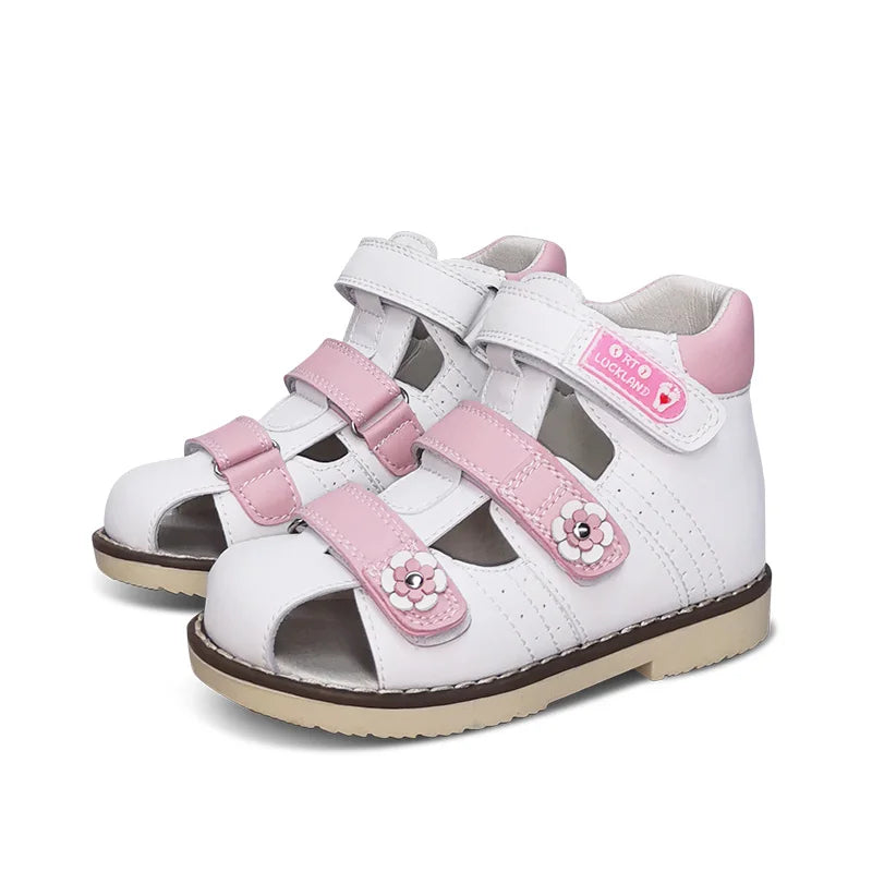Ortoluckland Children Girl Shoes Princess Orthopedic Pink Sandals For Kids Toddler Flower