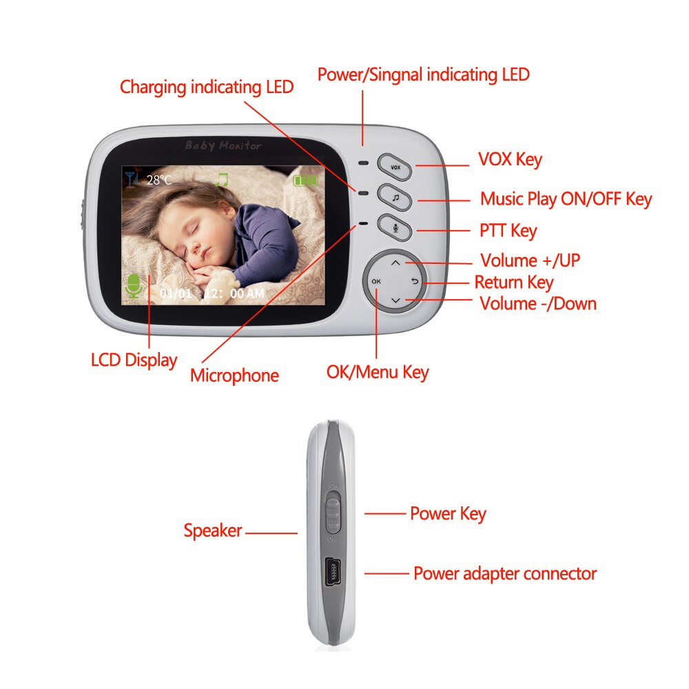 Baby Monitor With Camera 3.2 inch LCD Electronic 2 Way Audio Talk - GuGuTon baby store - Baby Fashion - Toddlers Outfits - Babies Outfits - Toddler Clothes - Kids Clothing - Newborn Clothes - Newborn Wear - Kids Wear - Trending Clothes - Trending Outfits - Fall Fashion - Winter Fashion - Girls Clothes - Boys Clothes - Babies Wear - Kids Accessories - KidsWear - Summer Clothes - Summer Fashion - Summer Trend - Falls Sweaters - Tops - Bottom - Jeans - Blouse - Dresses - Newborn Dresses - Toys