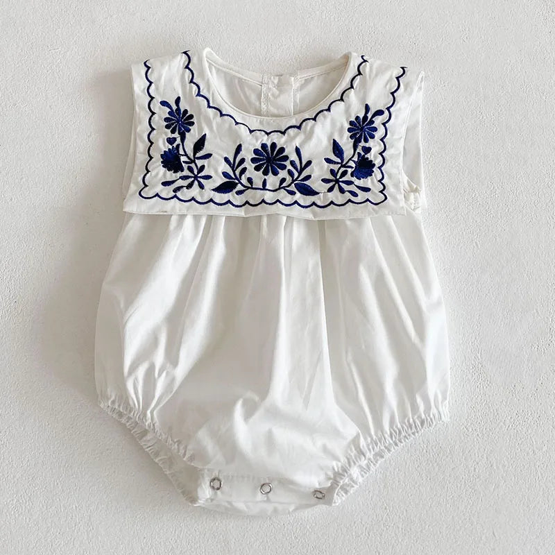 Madelin Baby Girls Rompers Embroidery Summer
