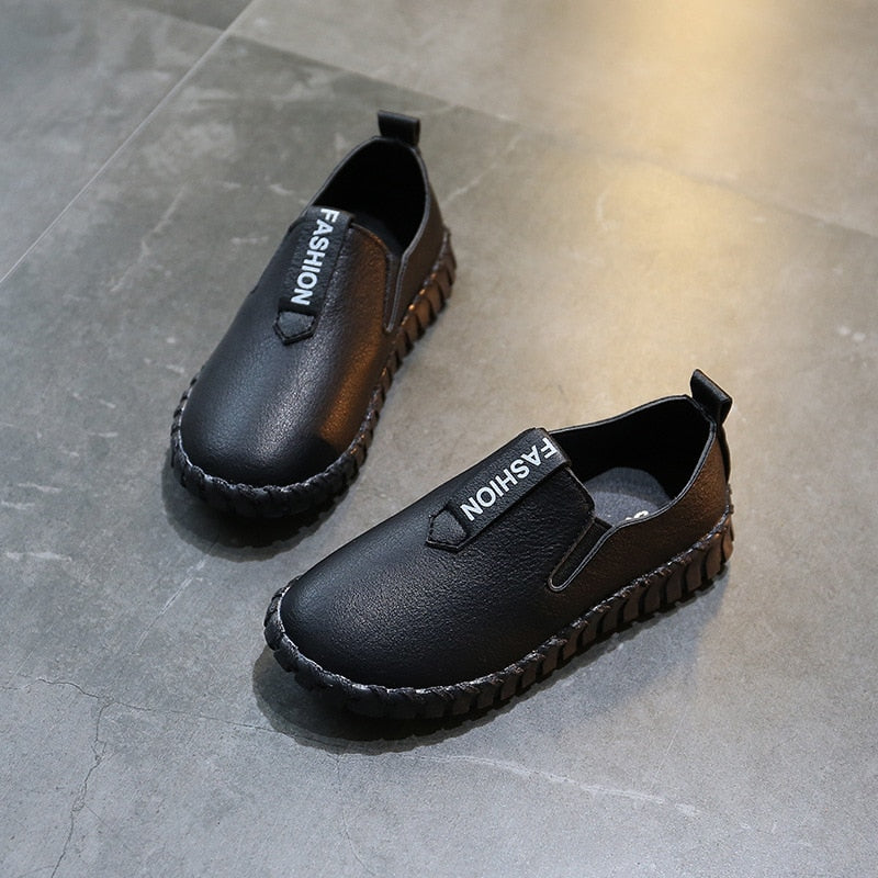 Children Black Leather Boys Single Primary Casual Shoes Baby Shoes Casual - GuGuTon