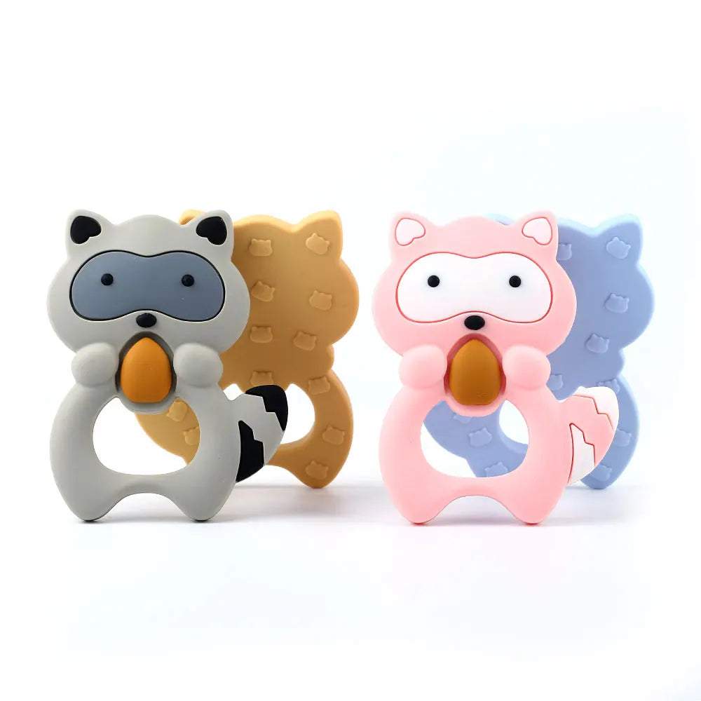 1pc Silicone Baby Teether Cartoon Animal BPA Food Grade DIY Nipple Holder