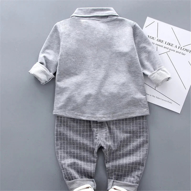 Landon Boy's 2-piece long-sleeved shirt with tie and pants - GuGuTon baby store - Baby Fashion - Toddlers Outfits - Babies Outfits - Toddler Clothes - Kids Clothing - Newborn Clothes - Newborn Wear - Kids Wear - Trending Clothes - Trending Outfits - Fall Fashion - Winter Fashion - Girls Clothes - Boys Clothes - Babies Wear - Kids Accessories - KidsWear - Summer Clothes - Summer Fashion - Summer Trend - Falls Sweaters - Tops - Bottom - Jeans - Blouse - Dresses - Newborn Dresses - Toys