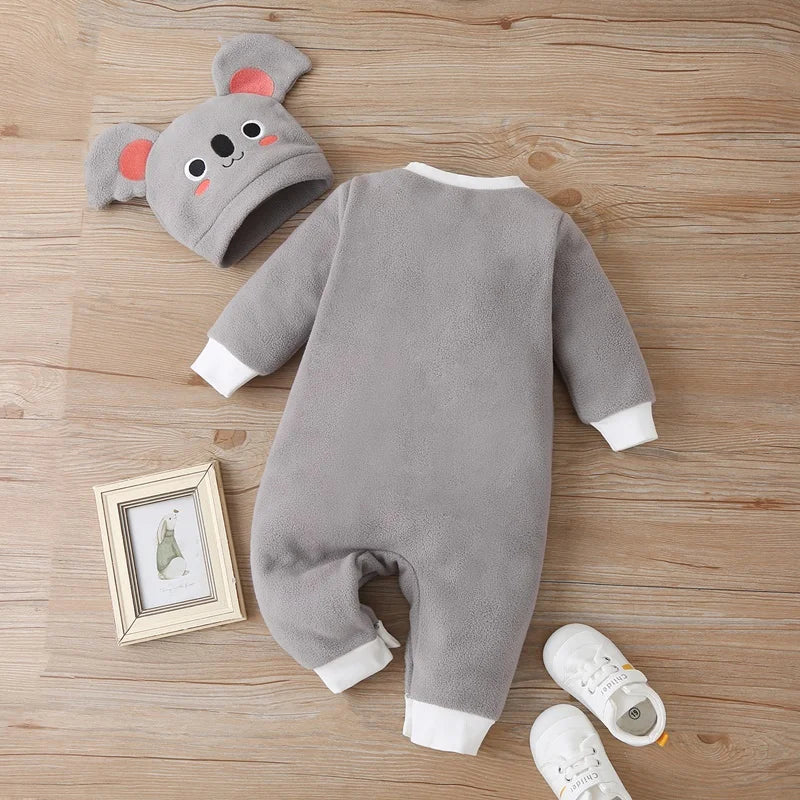 Bairon Baby Boy Winter Clothes Koala Long Sleeve Romper+hat Warm