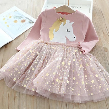 Unicorn Dresses for Baby Girls - Summer Knitted Party Dress