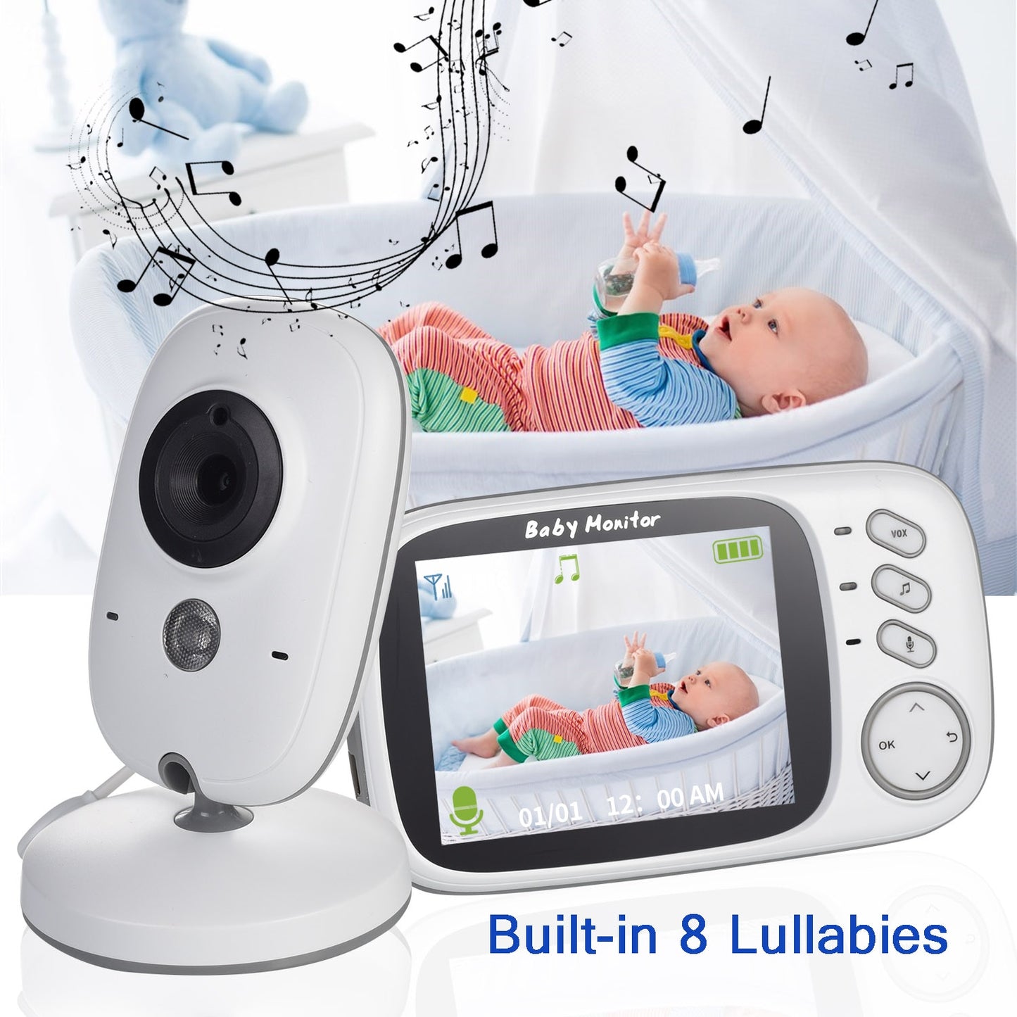 Baby Monitor With Camera 3.2 inch LCD Electronic 2 Way Audio Talk - GuGuTon baby store - Baby Fashion - Toddlers Outfits - Babies Outfits - Toddler Clothes - Kids Clothing - Newborn Clothes - Newborn Wear - Kids Wear - Trending Clothes - Trending Outfits - Fall Fashion - Winter Fashion - Girls Clothes - Boys Clothes - Babies Wear - Kids Accessories - KidsWear - Summer Clothes - Summer Fashion - Summer Trend - Falls Sweaters - Tops - Bottom - Jeans - Blouse - Dresses - Newborn Dresses - Toys