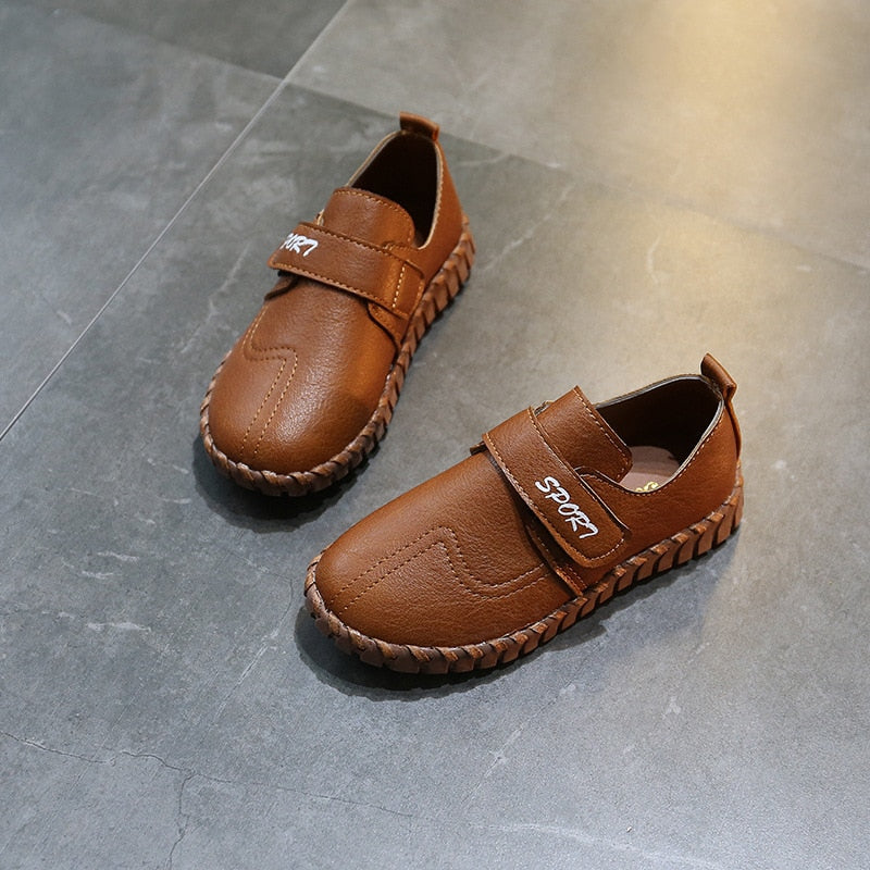 Children Black Leather Boys Single Primary Casual Shoes Baby Shoes Casual - GuGuTon