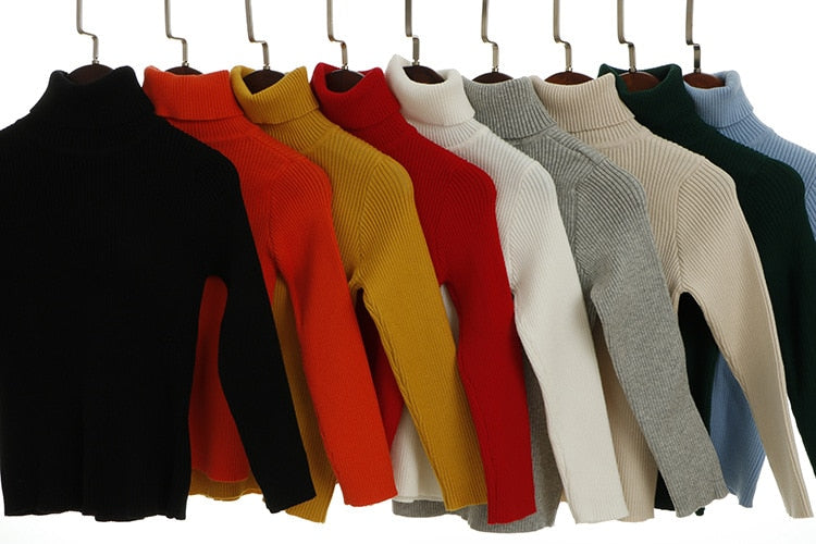 Elegant Kids Turtleneck Pullover Knitted Bottoming Boys Sweaters
