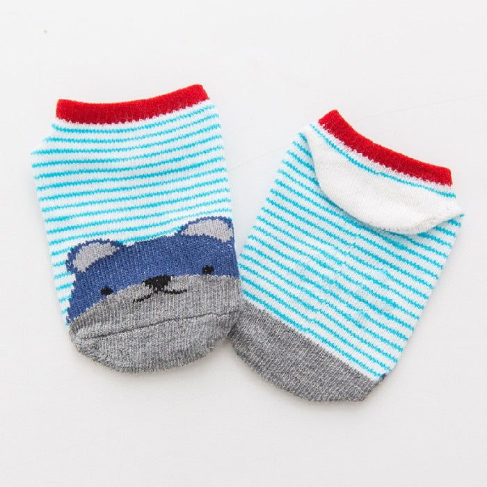 cartoon socks, non-slip cotton for newborns
