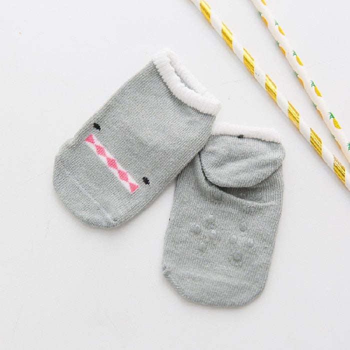 cartoon socks, non-slip cotton for newborns