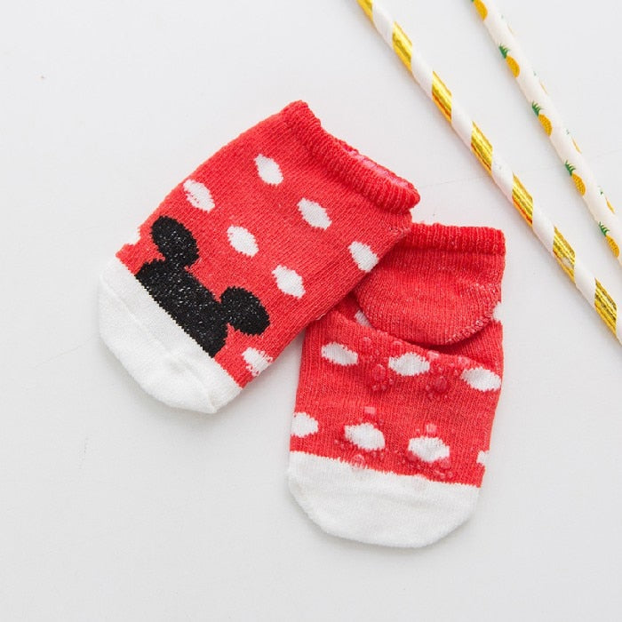 cartoon socks, non-slip cotton for newborns