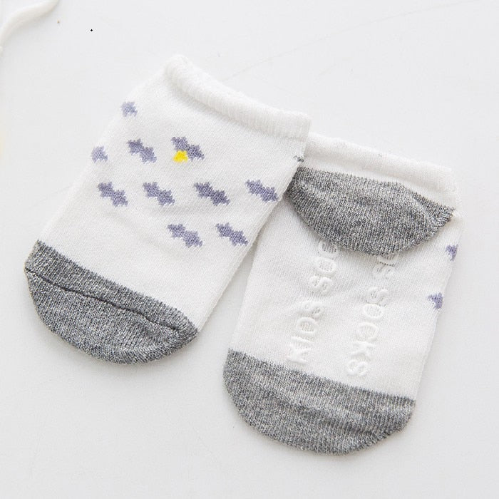 cartoon socks, non-slip cotton for newborns
