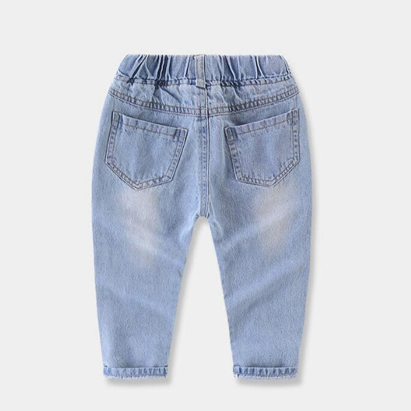 Saul Fashion Brand Big Hole Elastic Waist Solid Denim Baby Boys