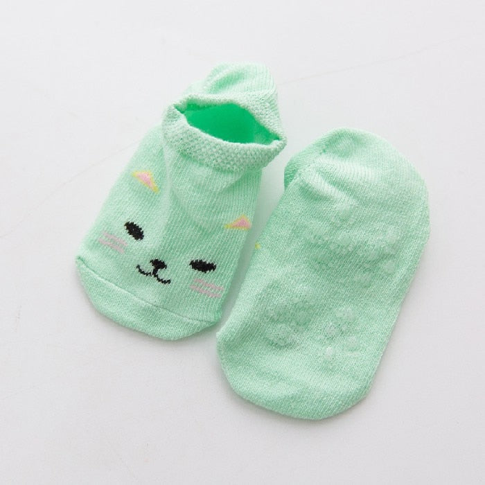cartoon socks, non-slip cotton for newborns