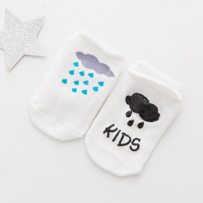 cartoon socks, non-slip cotton for newborns