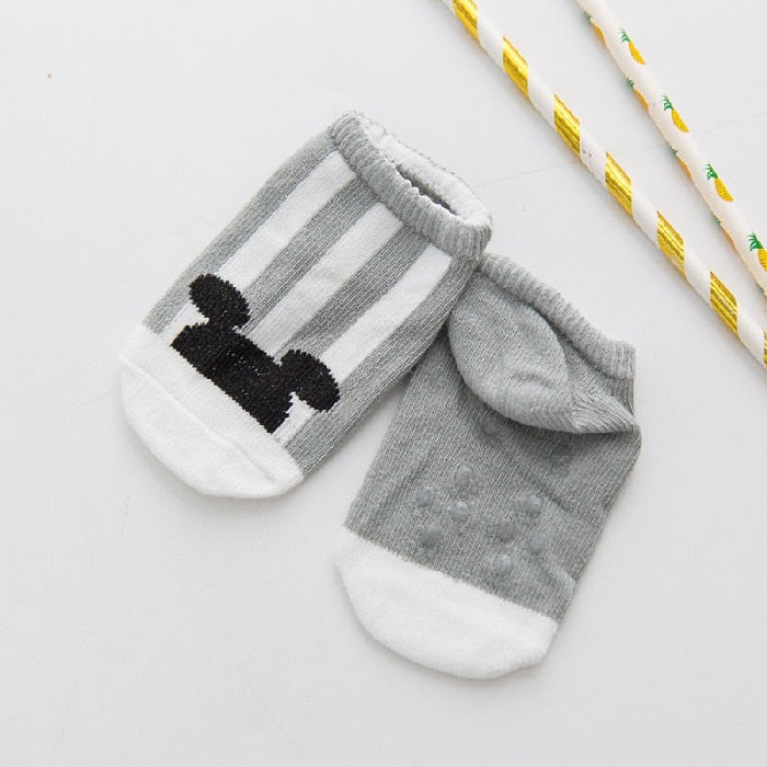 cartoon socks, non-slip cotton for newborns