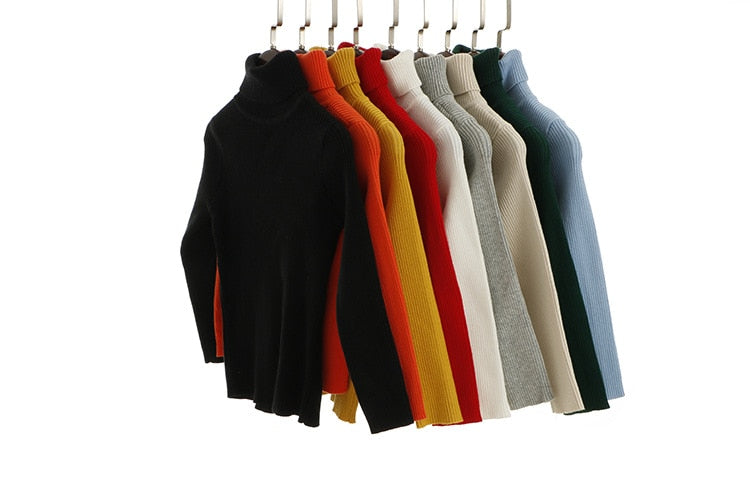 Elegant Kids Turtleneck Pullover Knitted Bottoming Boys Sweaters