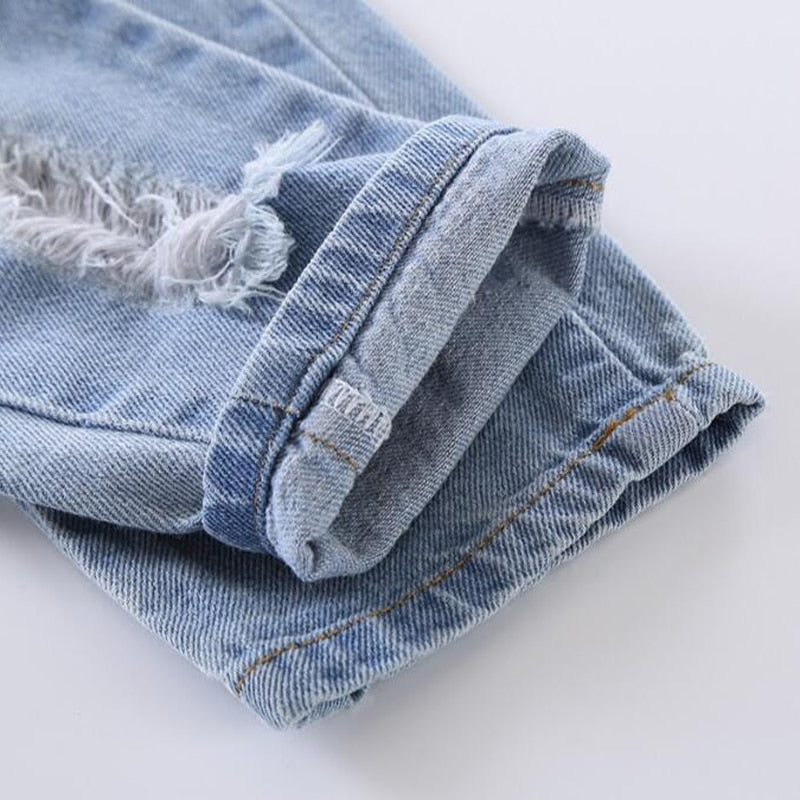 Saul Fashion Brand Big Hole Elastic Waist Solid Denim Baby Boys