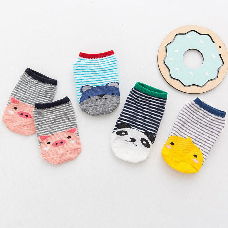 cartoon socks, non-slip cotton for newborns