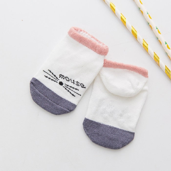 cartoon socks, non-slip cotton for newborns