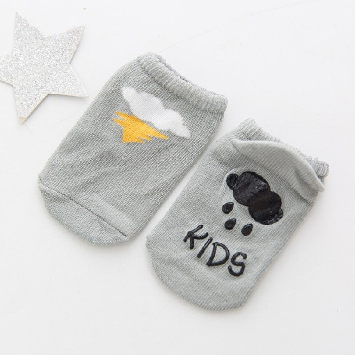 cartoon socks, non-slip cotton for newborns