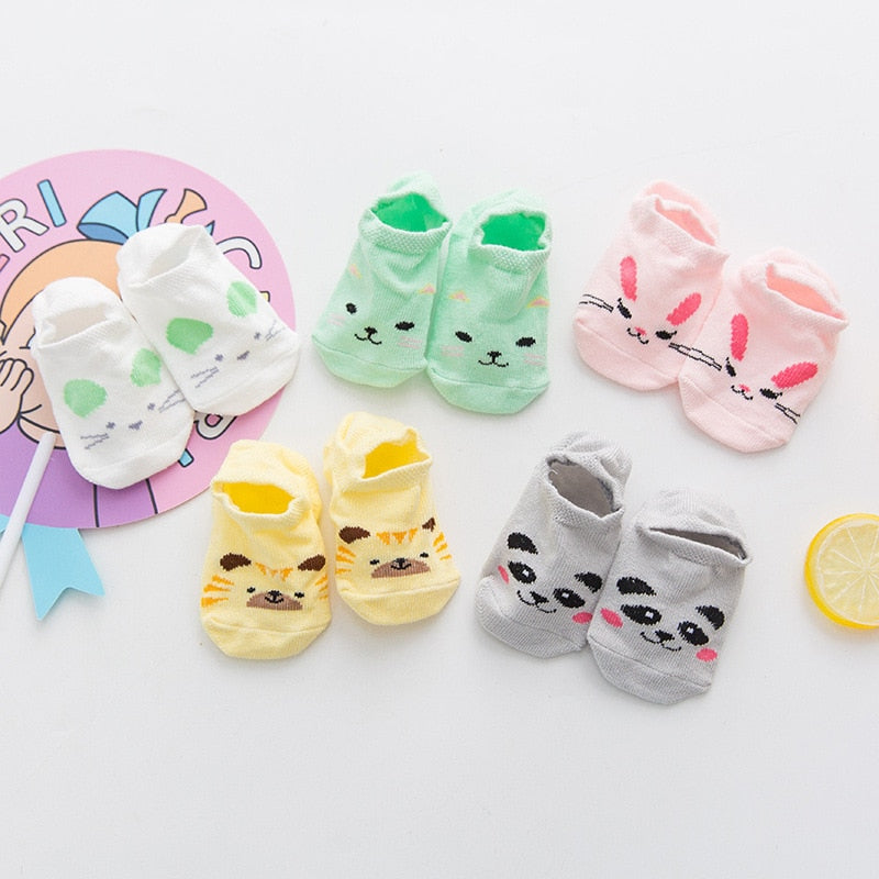 cartoon socks, non-slip cotton for newborns