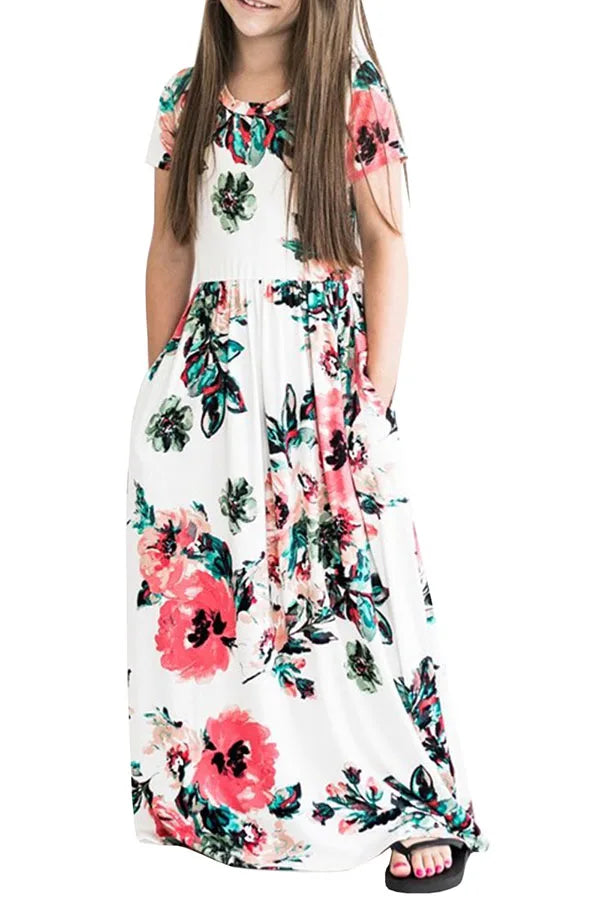 Baby Girl Striped Print Long Dress Toddler Girls Bohemian Flower Dress