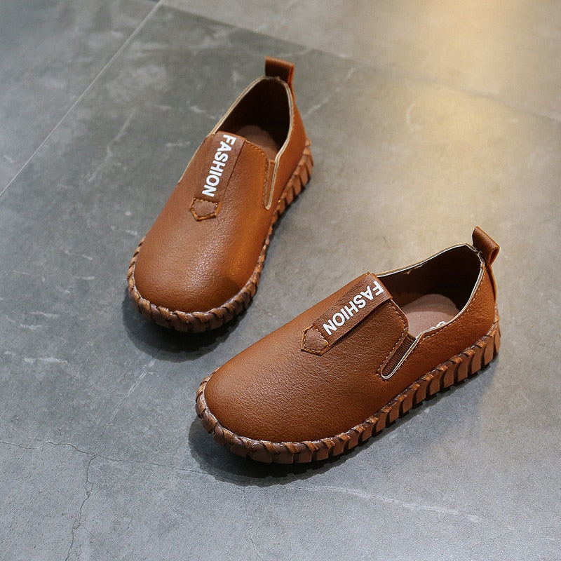 Children Black Leather Boys Single Primary Casual Shoes Baby Shoes Casual - GuGuTon