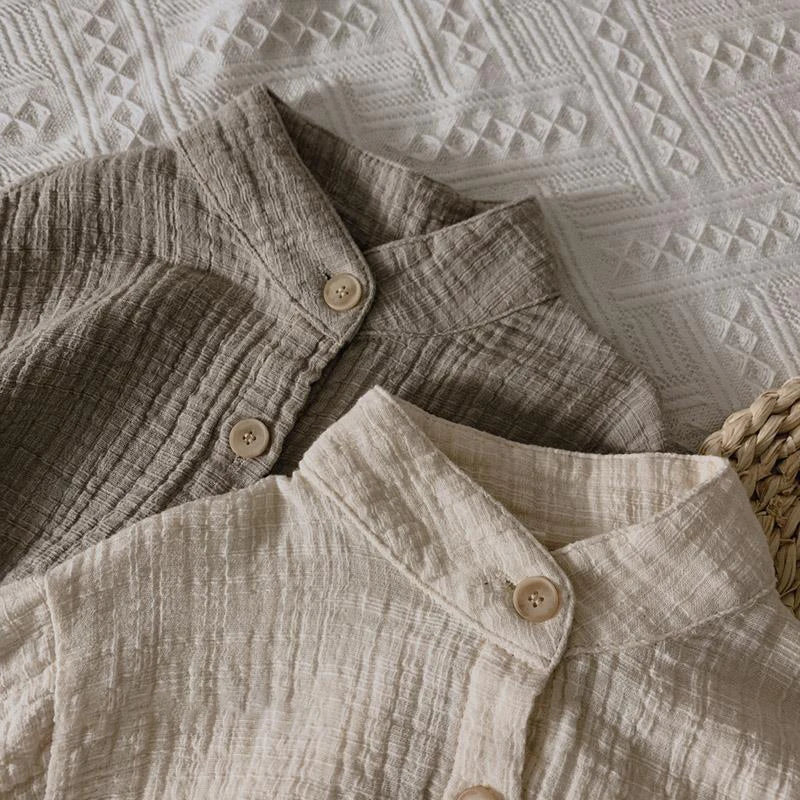 Neji Casual Stand-Up Collar Button Boys Shirt Tops