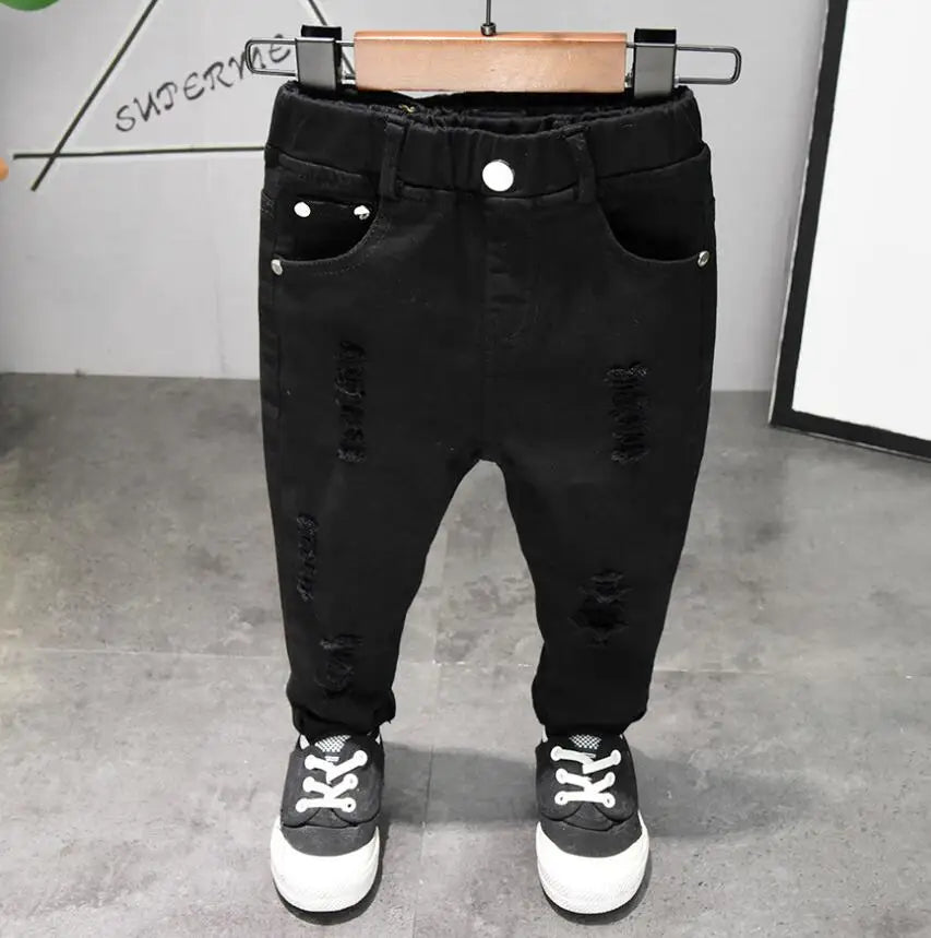 Álex Clothing Pure White/Black Students Contest Straight Jeans Baby