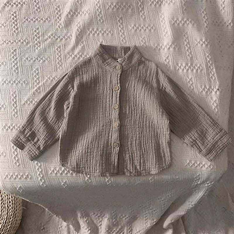 Neji Casual Stand-Up Collar Button Boys Shirt Tops