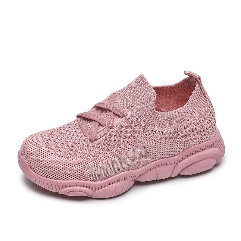 New Children Solid Flying Knit Shoes Kids Sports Boys