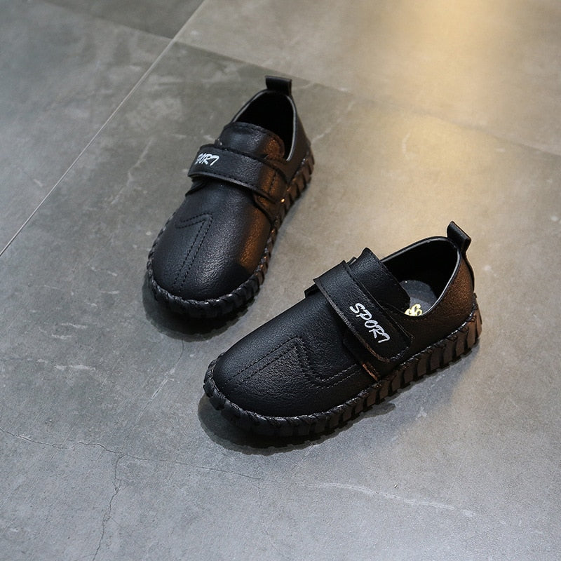 Children Black Leather Boys Single Primary Casual Shoes Baby Shoes Casual - GuGuTon