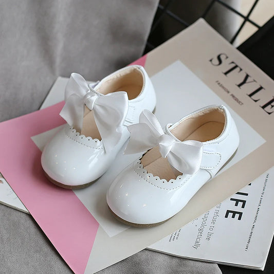Spring Autumn Baby Girls Shoes Cute Bow Patent Leather Princess Shoes