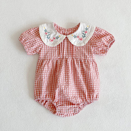 Floral Plaid Romper Outfit