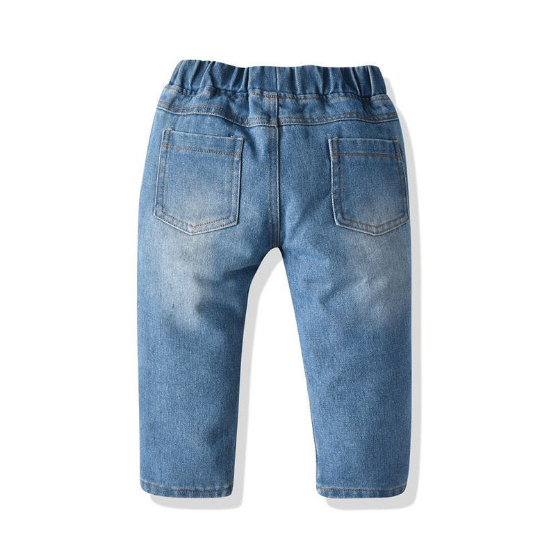 Lopez Casual Ripped Loose Hole Denim Trousers for Spring Autumn