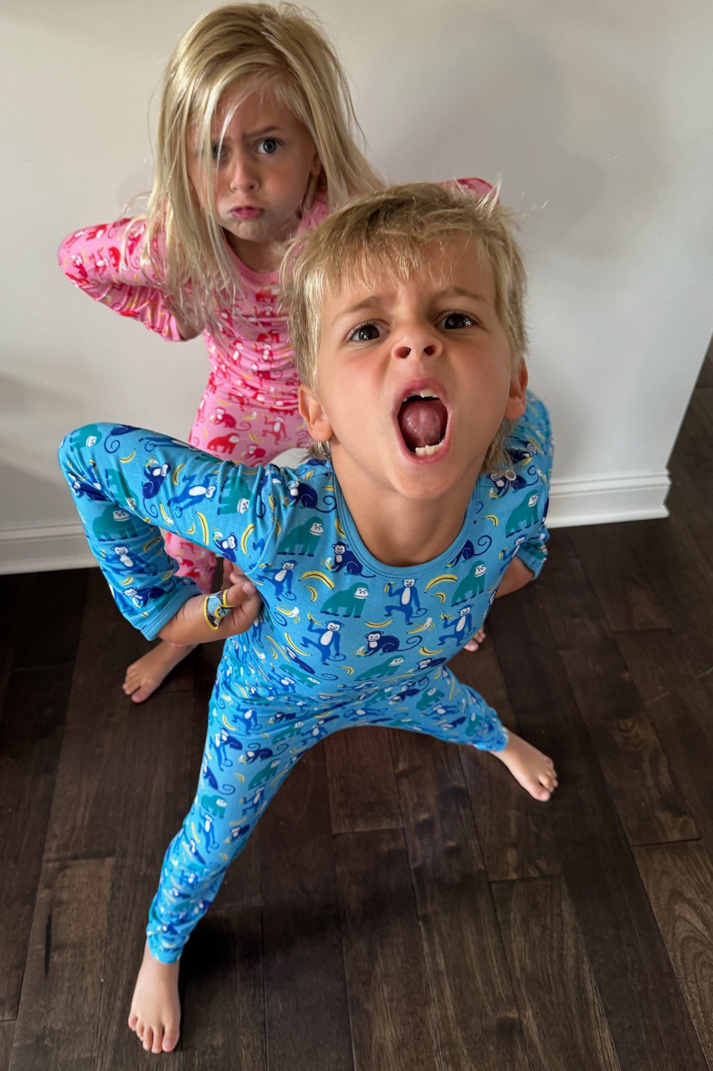 James Long Sleeve Pajama Set - Monkeying Around Blue
