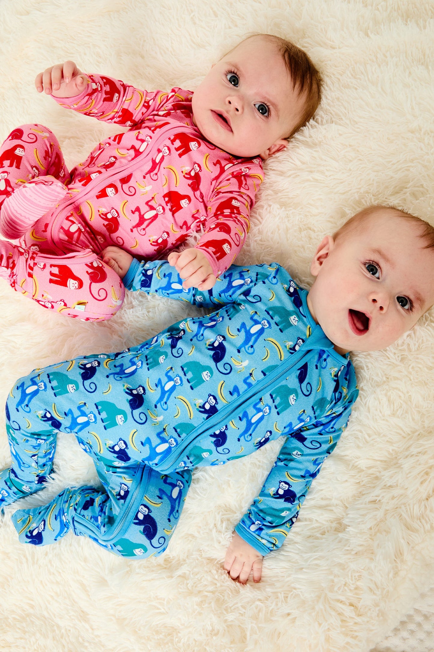 Henry Soft & Stretchy Zipper Footie - Monkeying Around Blue