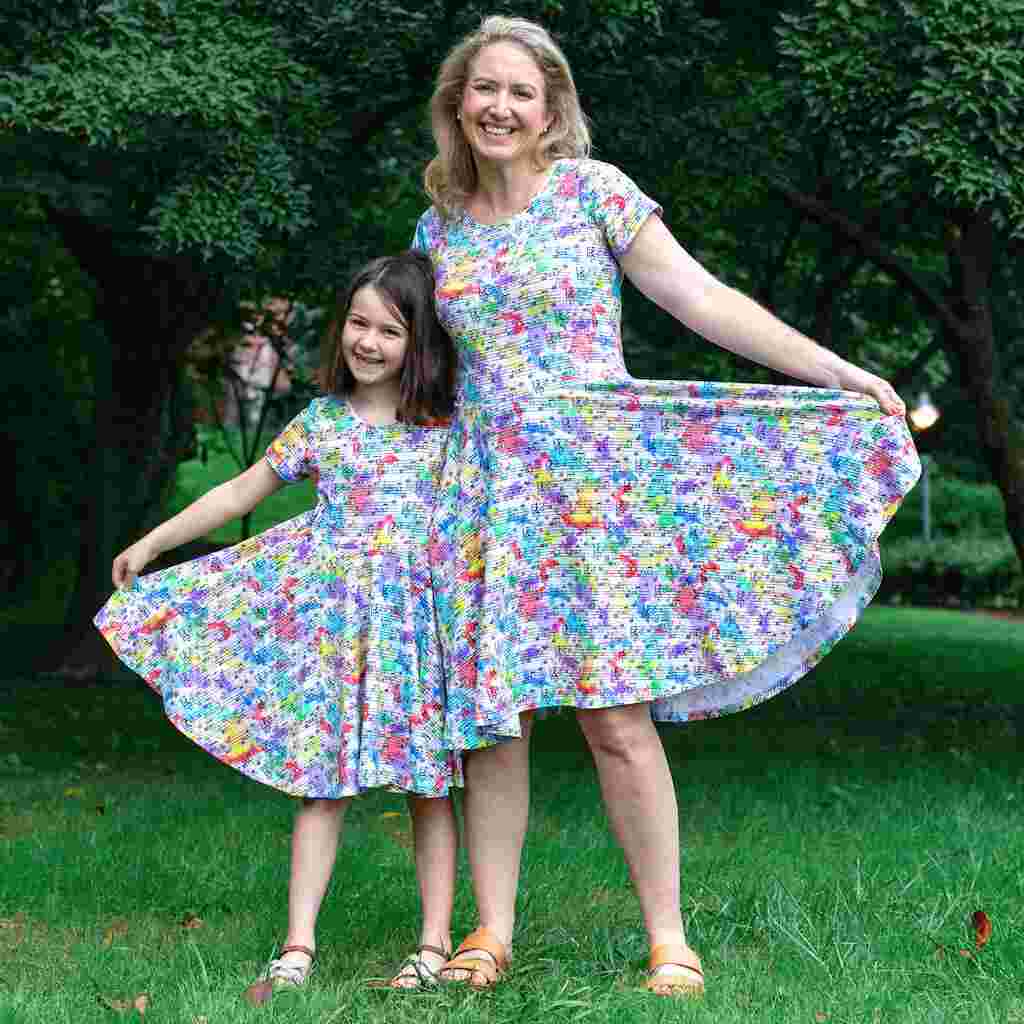Rainbow Music Notes Super Twirler Dress with Pockets