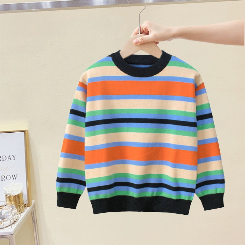 Oscar Striped round Neck Cotton Sweater