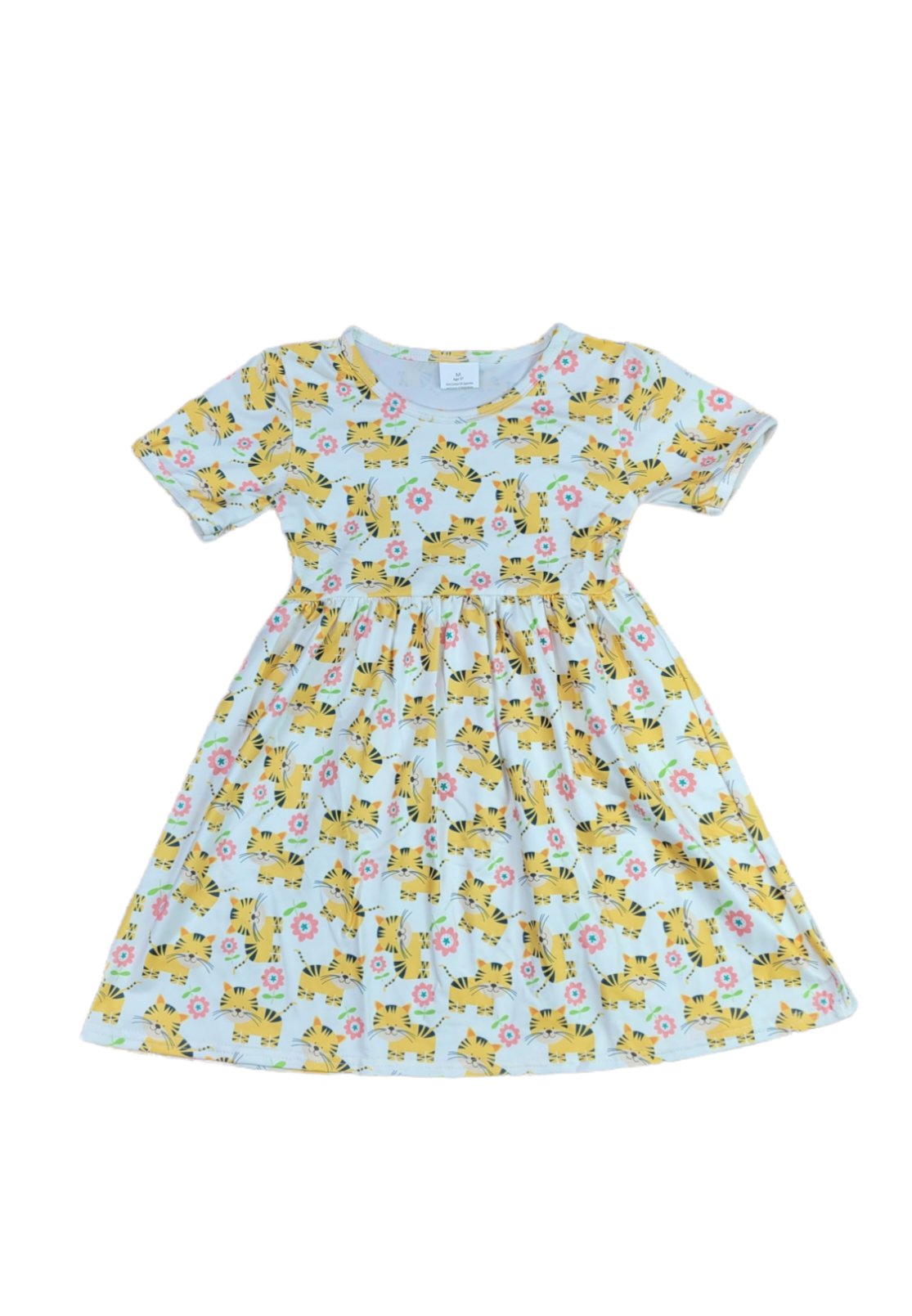 Noelia Tiger Short Sleeve Milk Silk Dress