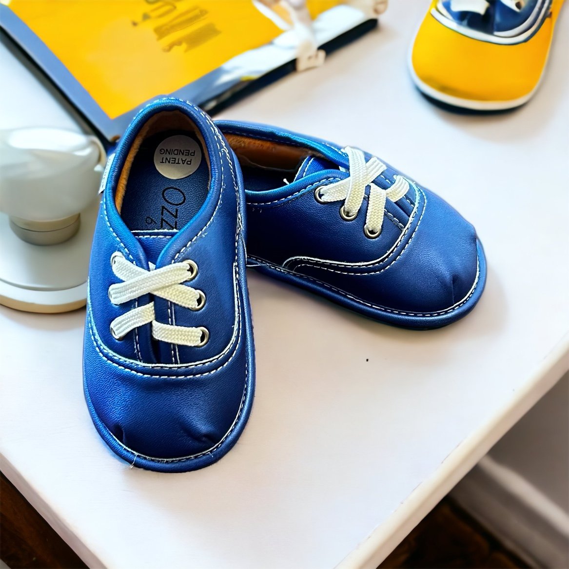 Blue Lace Up Shoe Top with Velvet Lining