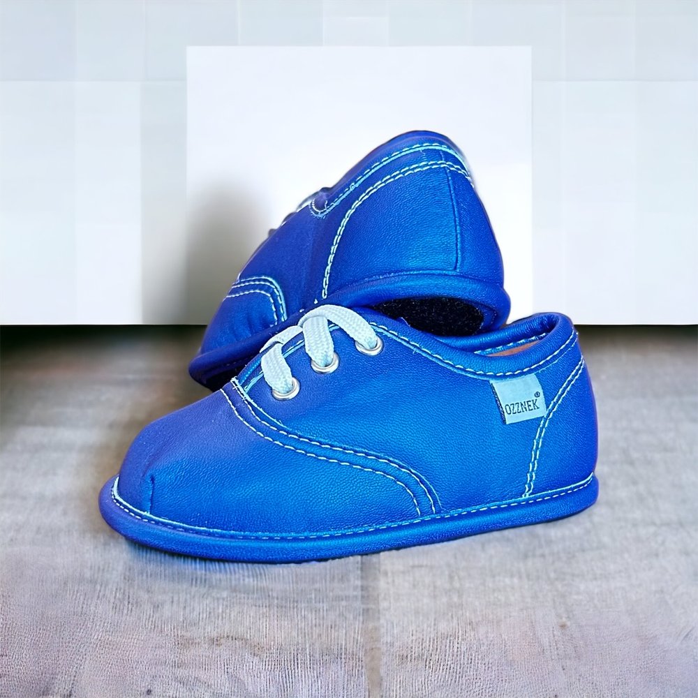 Blue Lace Up Shoe Top with Velvet Lining