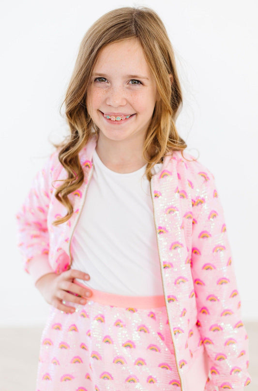 Yakira Pink Rainbow Sequin Jacket