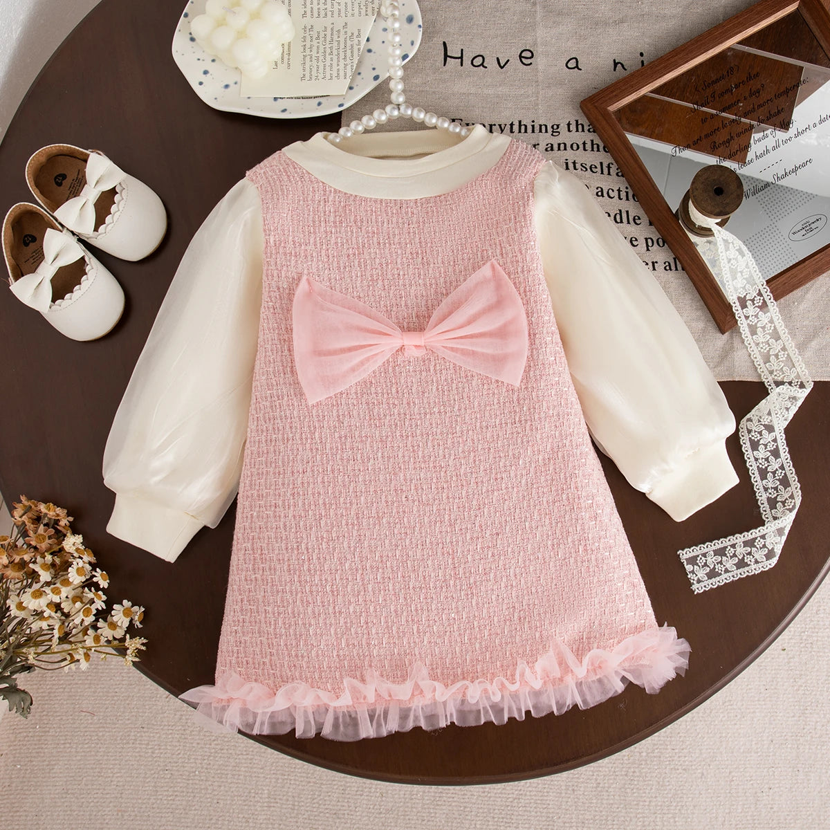 9 Months -3 Years Old Spring And Autumn New Sweet Bow Baby Girl Dress