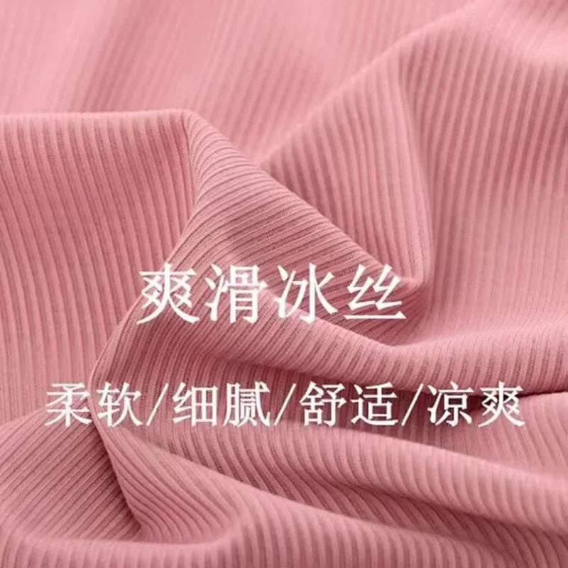Abril Children Summer Ice Silk Girls Sleeve Round Collar