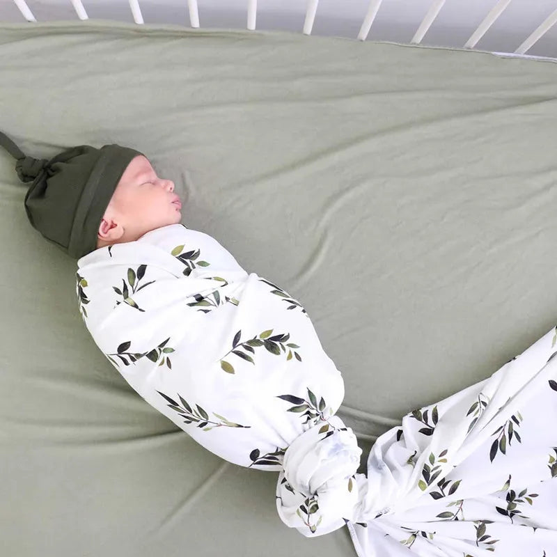 infant Rayon 1PCS Swaddle Wrap With 1 Hat Headband Solid Print Rainbow