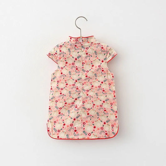 Baby Girl Qipao Dress for Summer Cotton Wear