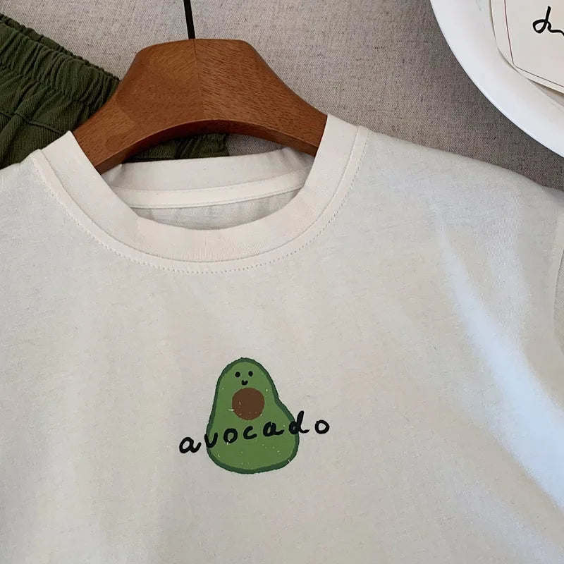 Martin Cartoon Avocado Loose Simple Tees