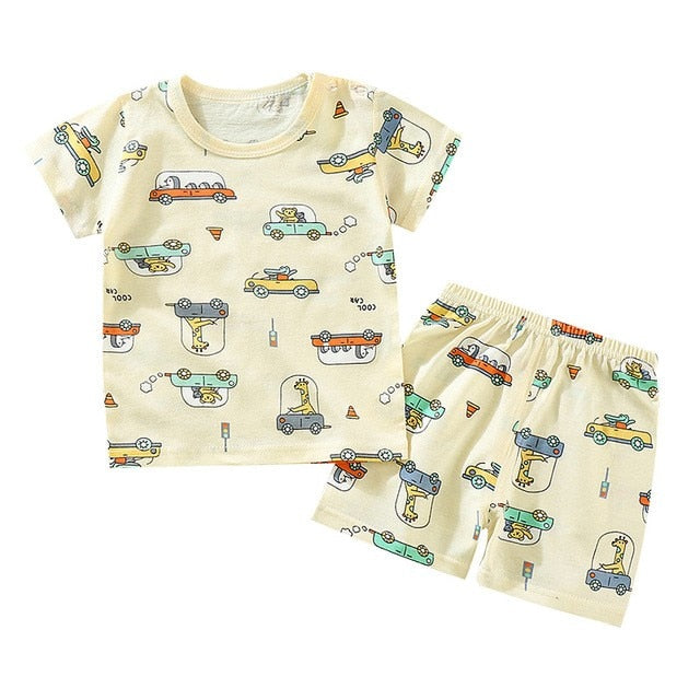 Steven Boys cartoon t-shirt and shorts set - GuGuTon