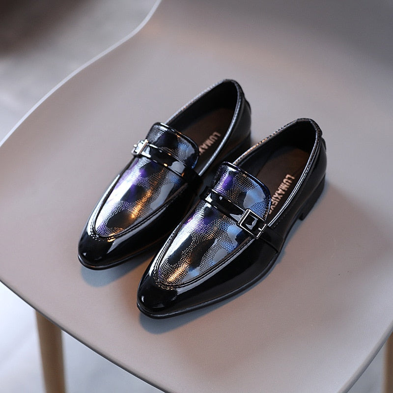 Boys Leather Glossy Britain Style Shoes for Party Wedding - GuGuTon